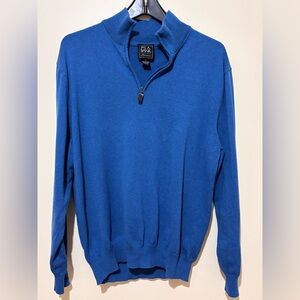 JoS A Bank Signature Mens XL Pima Cotton 1/4 Zip Sweater Long Sleeve Blue